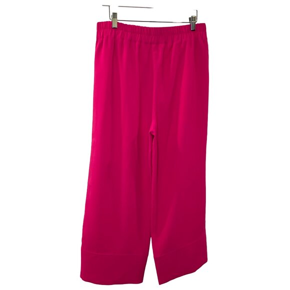 J. Crew Bright Pink Wide Leg Cropped Trousers Size 10 - Picture 3 of 5